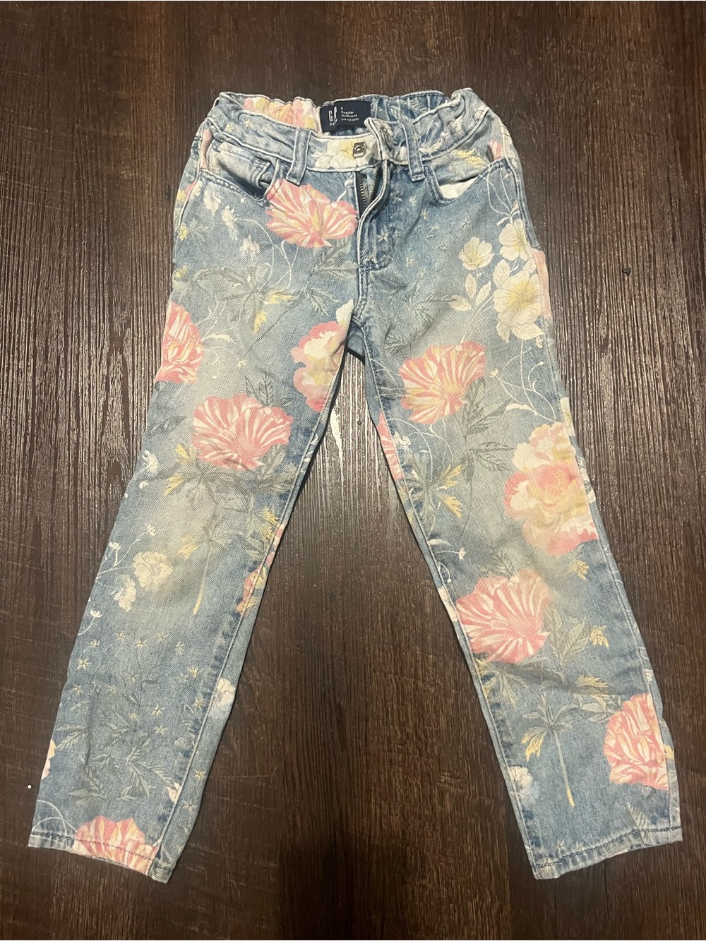 GAP Pink Floral Blue Skinny Jeans
